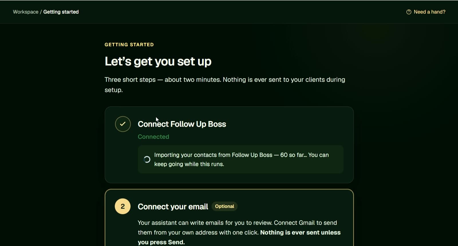 Follow Up Boss connection setup in Agentic Realtor